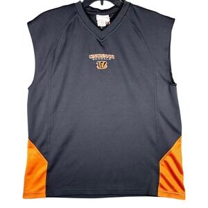 NFL Cincinnati Bengals Mens XL Black Orange Sleeveless Muscle Shirt V-Neck